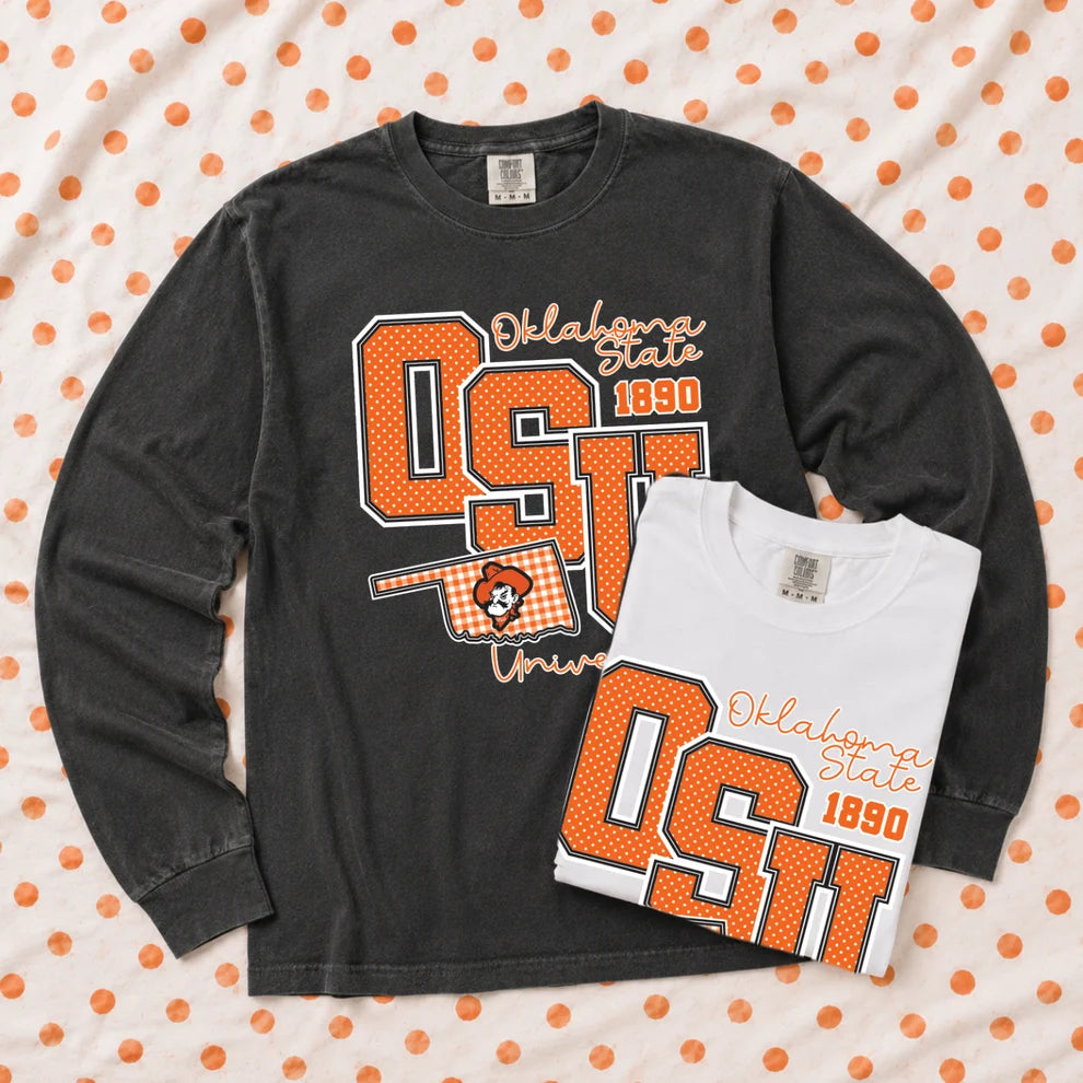 OK STATE 2026: Big OSU Polkadot & Gingham (COMFORT COLORS LONGSLEEVE)