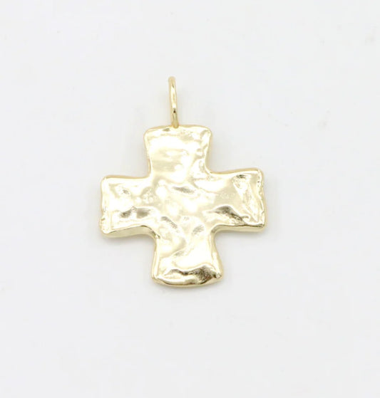 Hammered Cross Charm