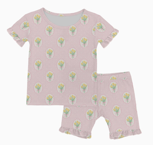 SS & Shorts Ruffle PJ - Fancy Tulips