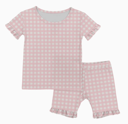 SS & Shorts Ruffle PJ - Pink Cottage Gingham