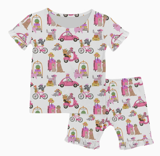 SS & Shorts Ruffle PJ - Puppy Chic (Posh Travel Dogs)
