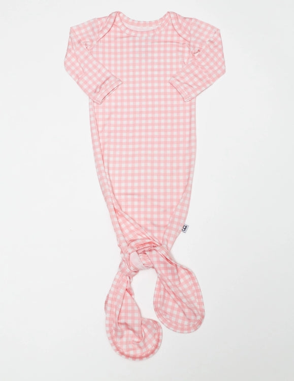 Knotted Gown- Pink Gingham