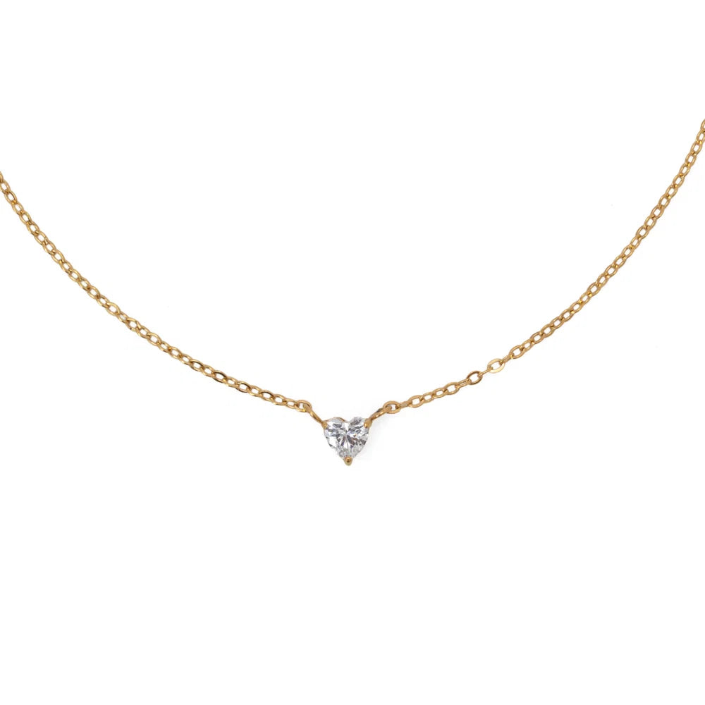 Waterproof 4mm Heart Solitaire Necklace