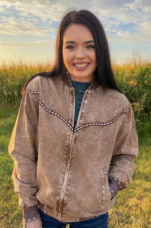 Buckskin Buckstitch Bomber Jacket