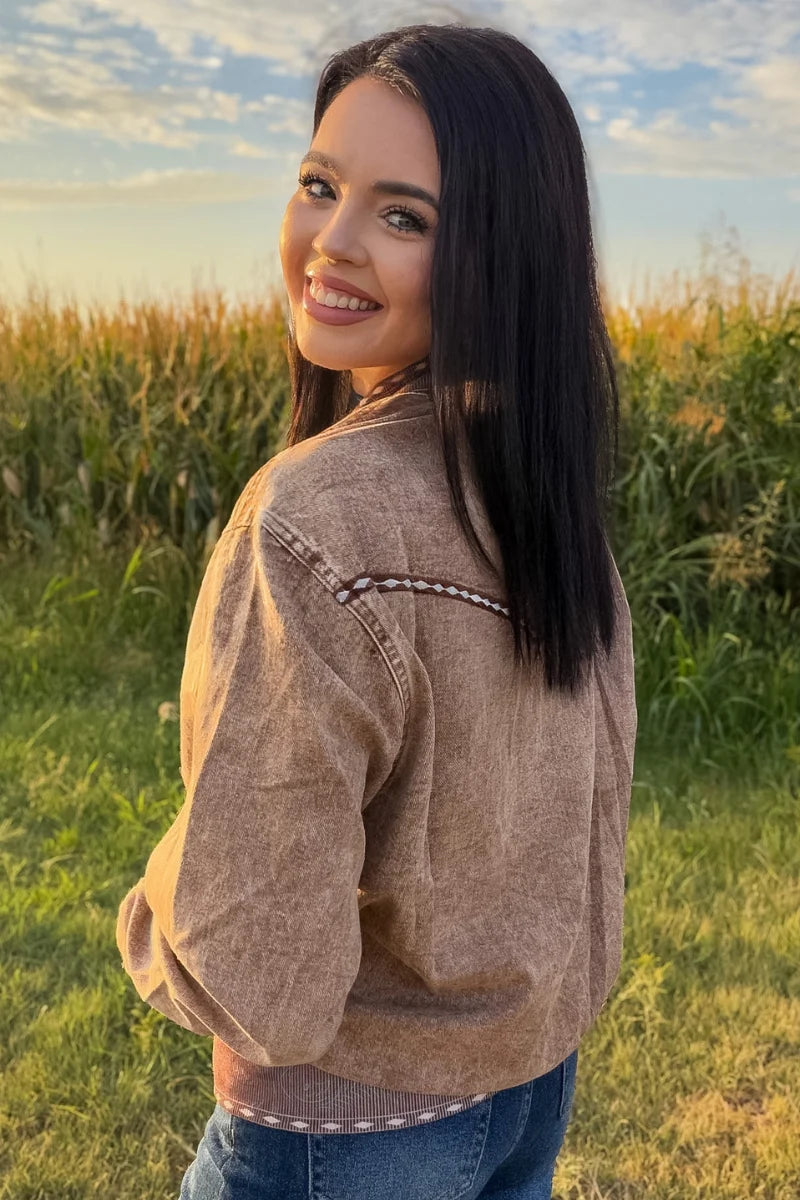 Buckskin Buckstitch Bomber Jacket