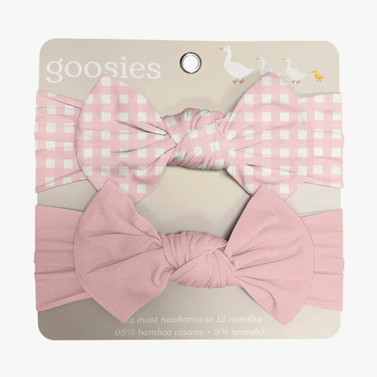 Headband Bow Set- Cottage Pink Gingham