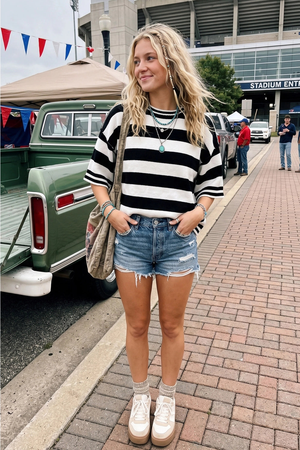 Game & Stripe Sweater Top