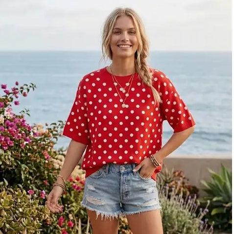Poppy Polka Sweater Top