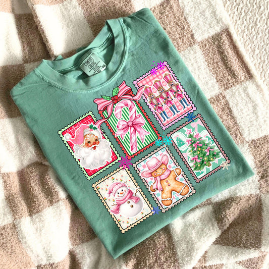 Christmas Stamps Collage Tee