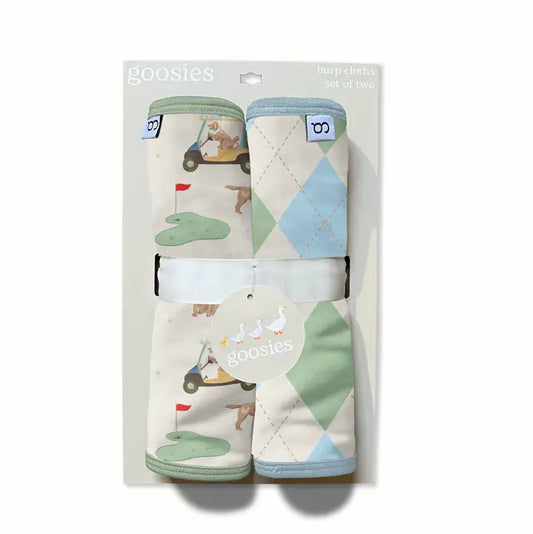 Burp Cloth Set- Barks & Birdies (Golf Dogs)