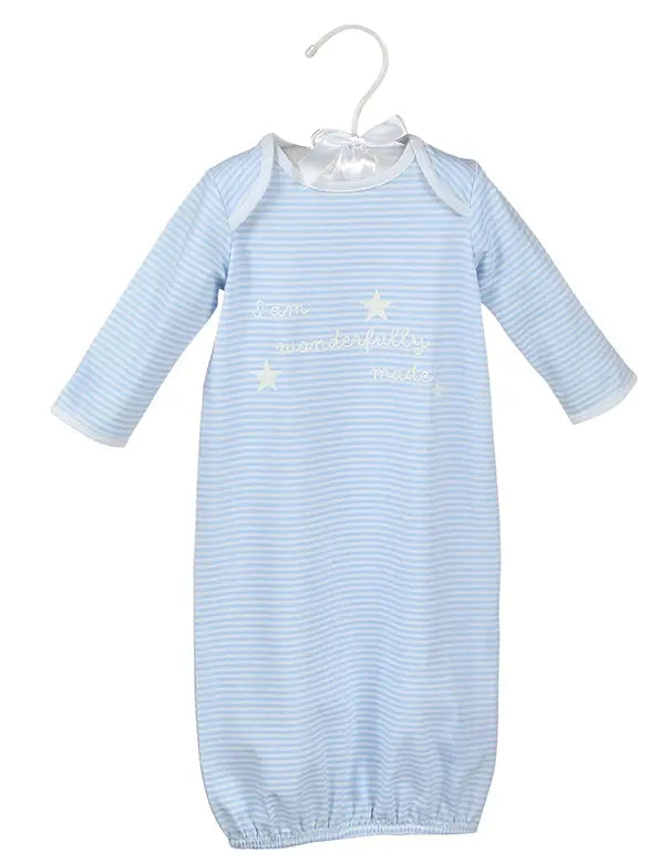 Blue Wonderfully Made Bamboo Sack Gown & Cap 0/3 month