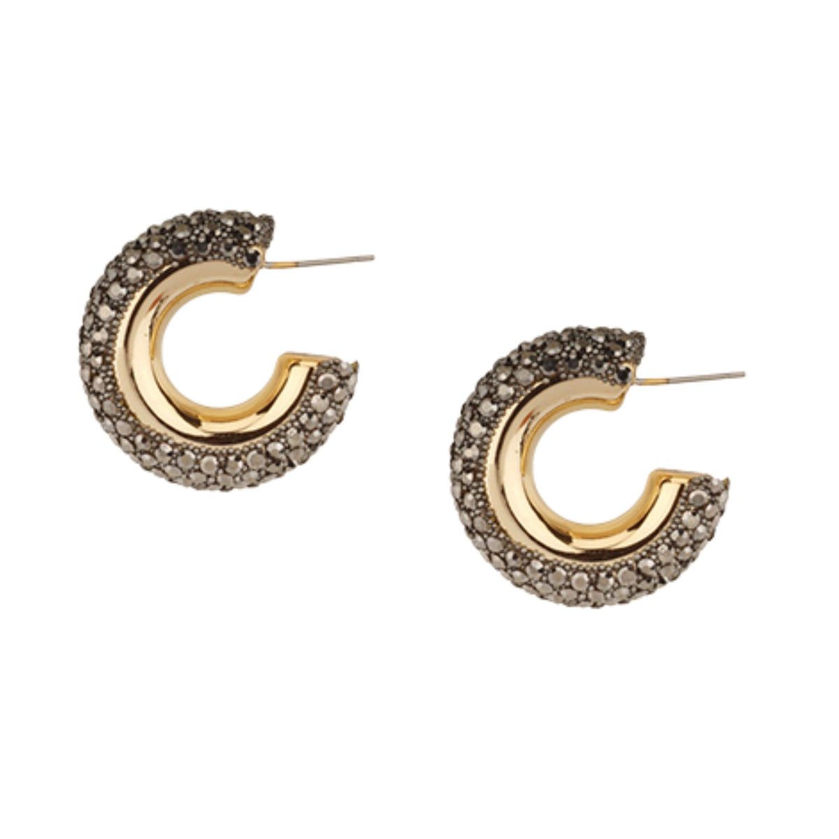 Chunky Rhinestone Pave Hoop Earrings