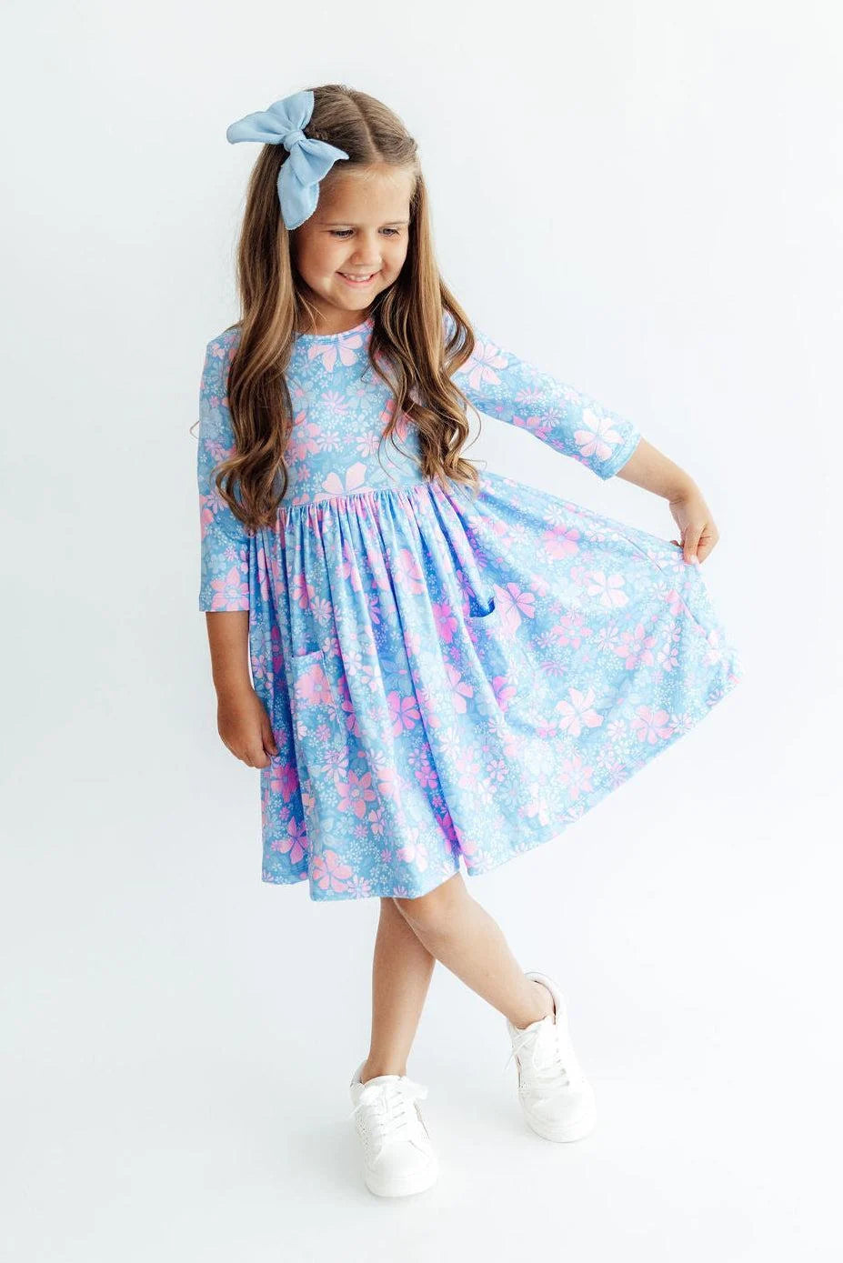 Garden Giggles 3/4 Sleeve Twirl Dress