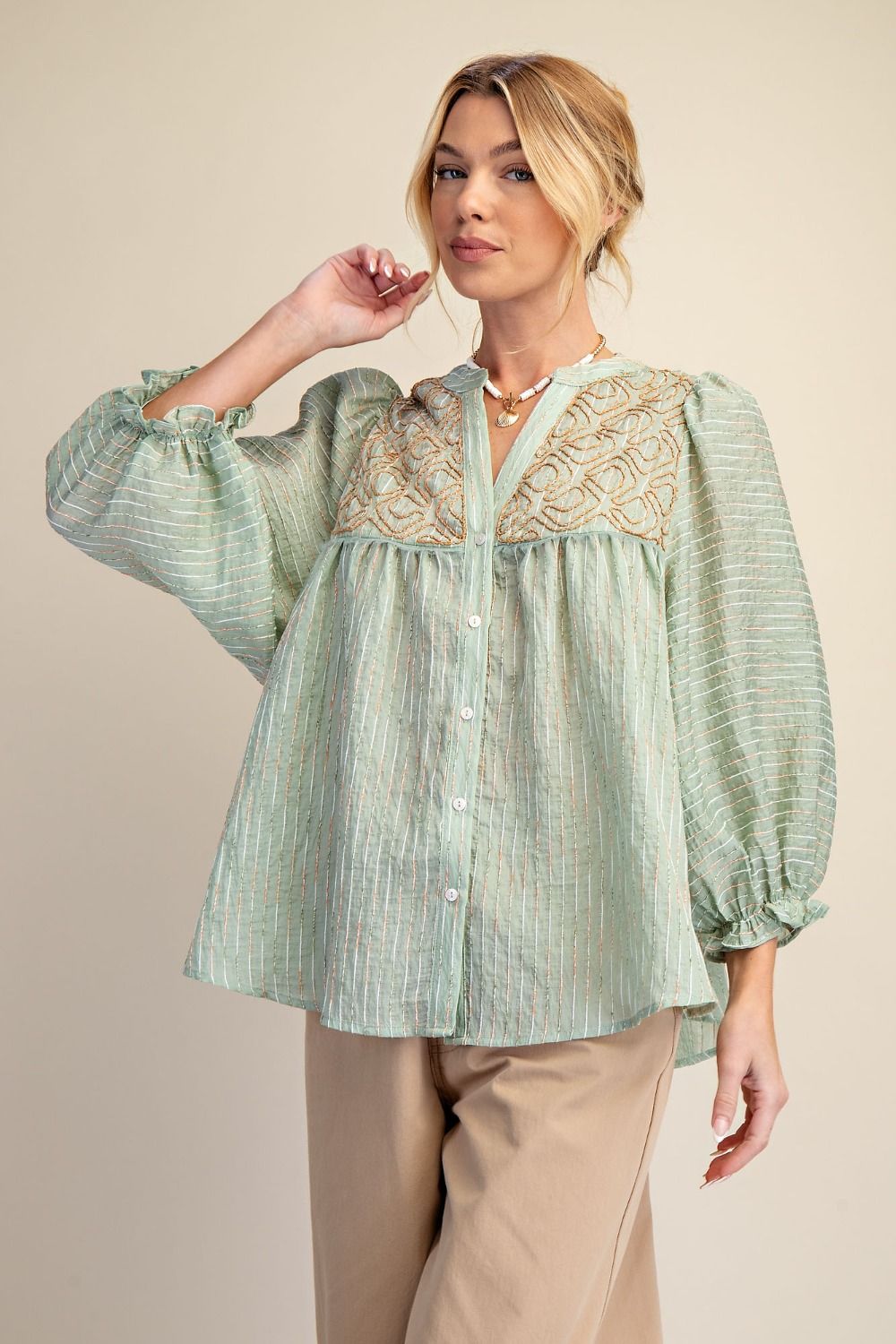 Sage Meadow Embroidered Blouse