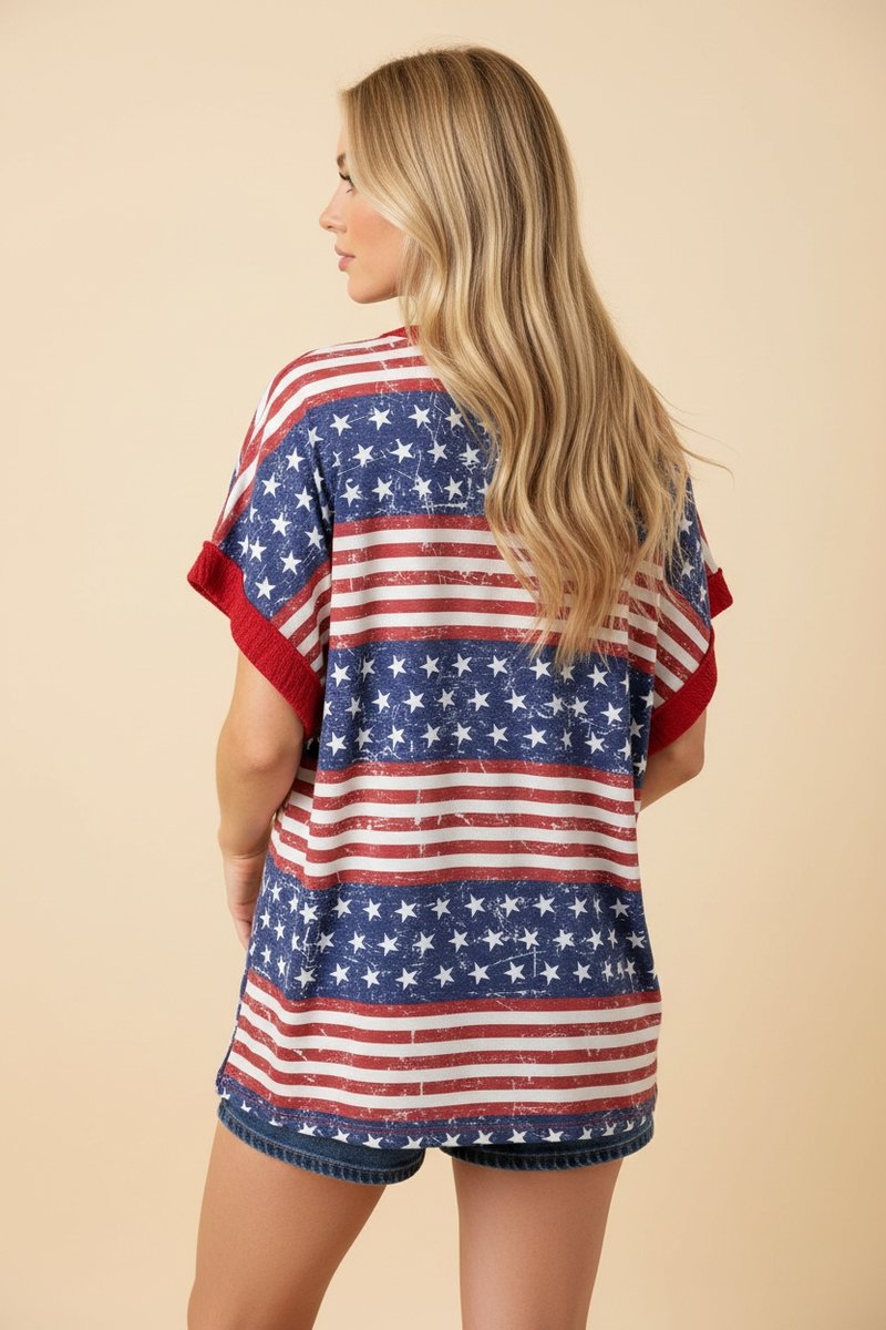 Star Spangled V-Neck Top