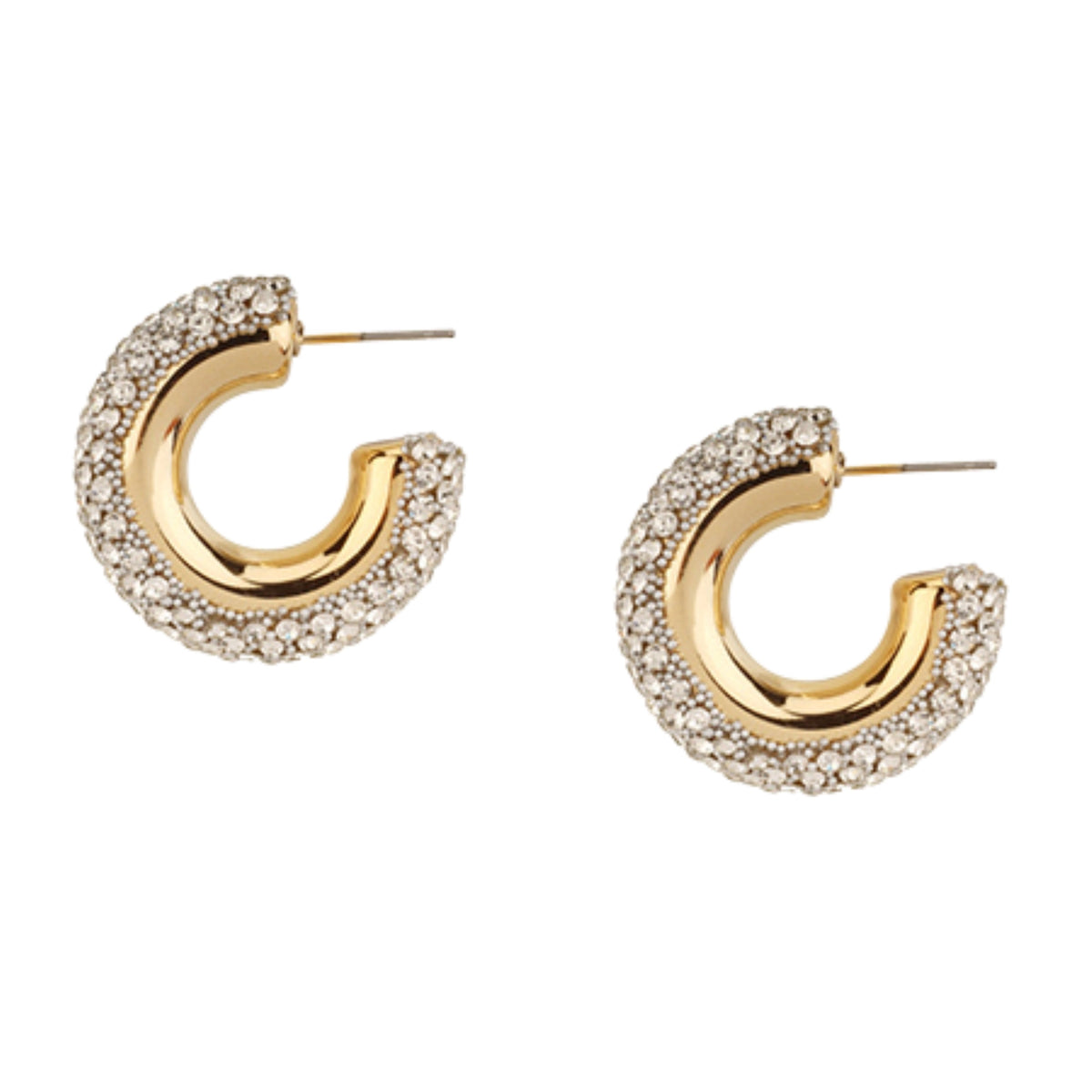 Chunky Rhinestone Pave Hoop Earrings