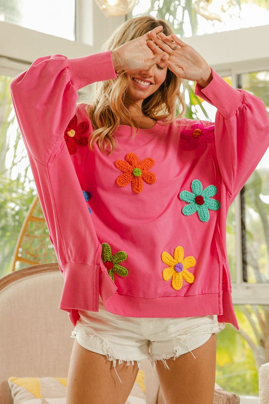 Patched Flower Sweater