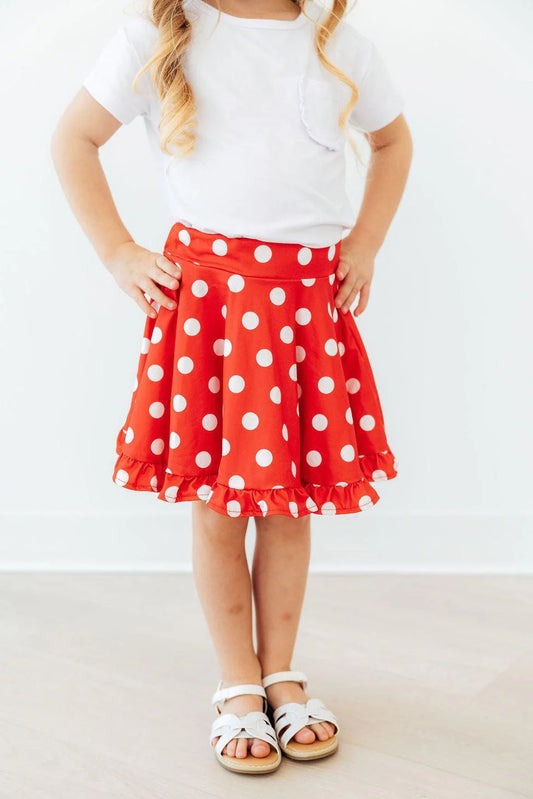 Red Polka Dots Ruffle Twirl Skort
