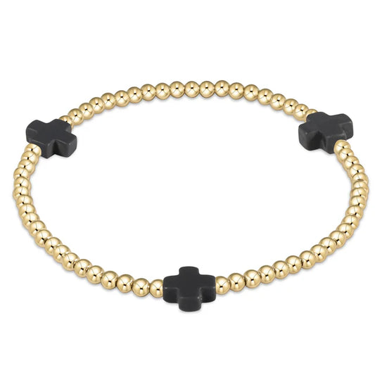 Signature Cross Gold Pattern - 3mm Bead Bracelet