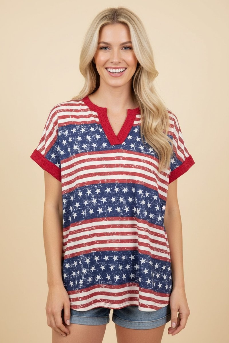 Star Spangled V-Neck Top