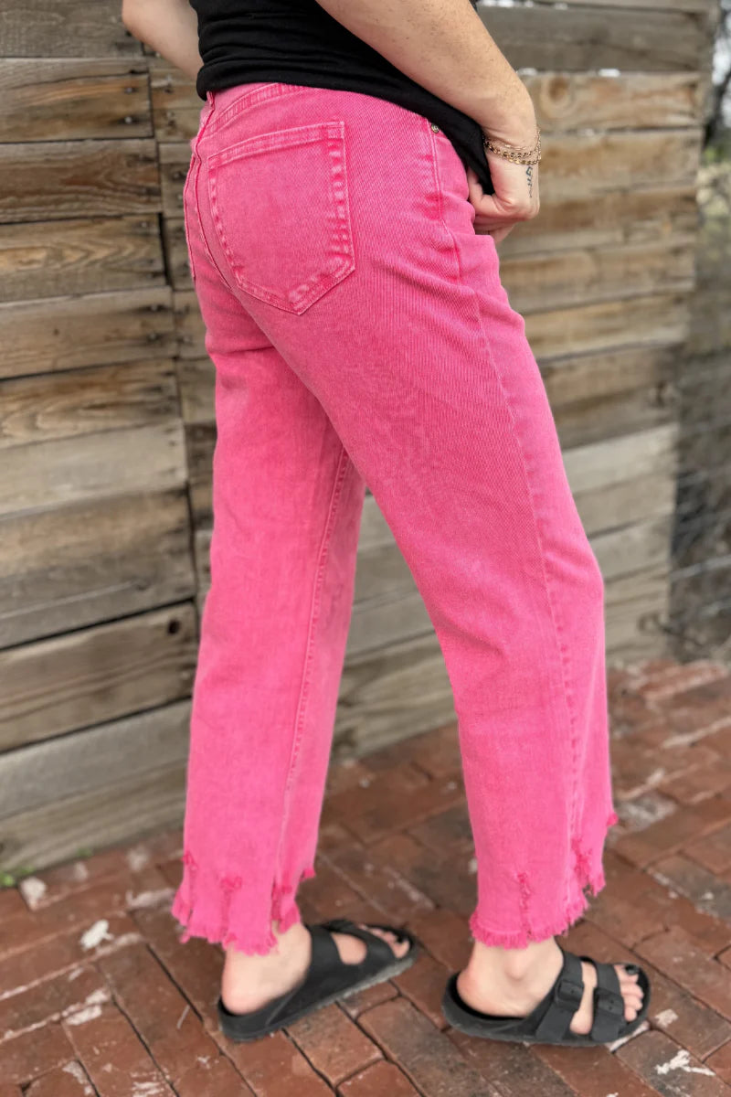Pink Outlaw Crop Jeans