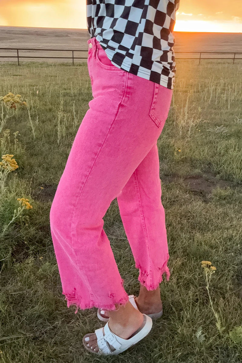 Pink Outlaw Crop Jeans