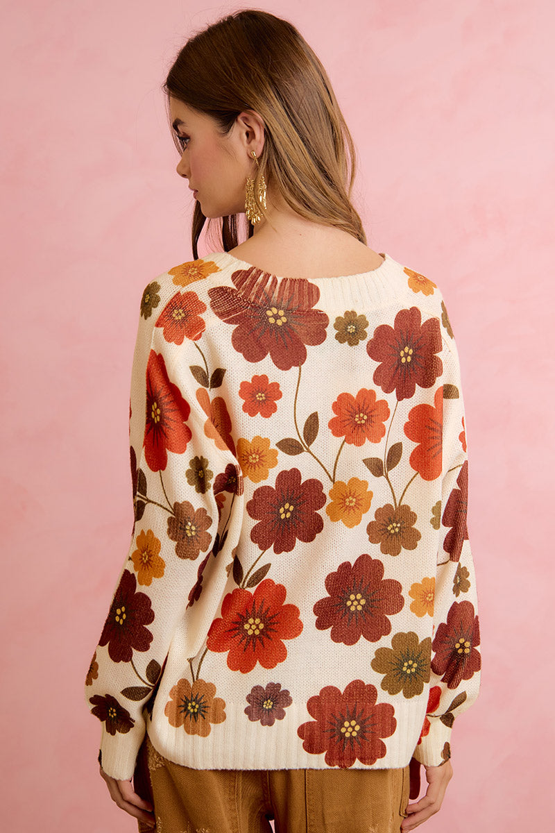 Vintage Petal Pullover Sweater