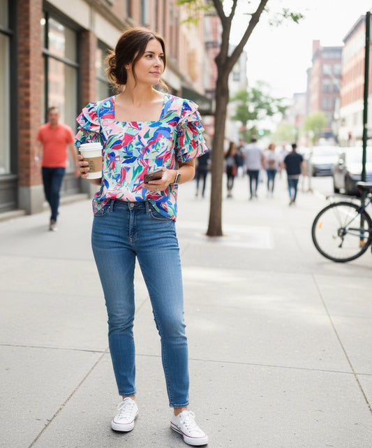 Talk of the Tropics Ruffle Top