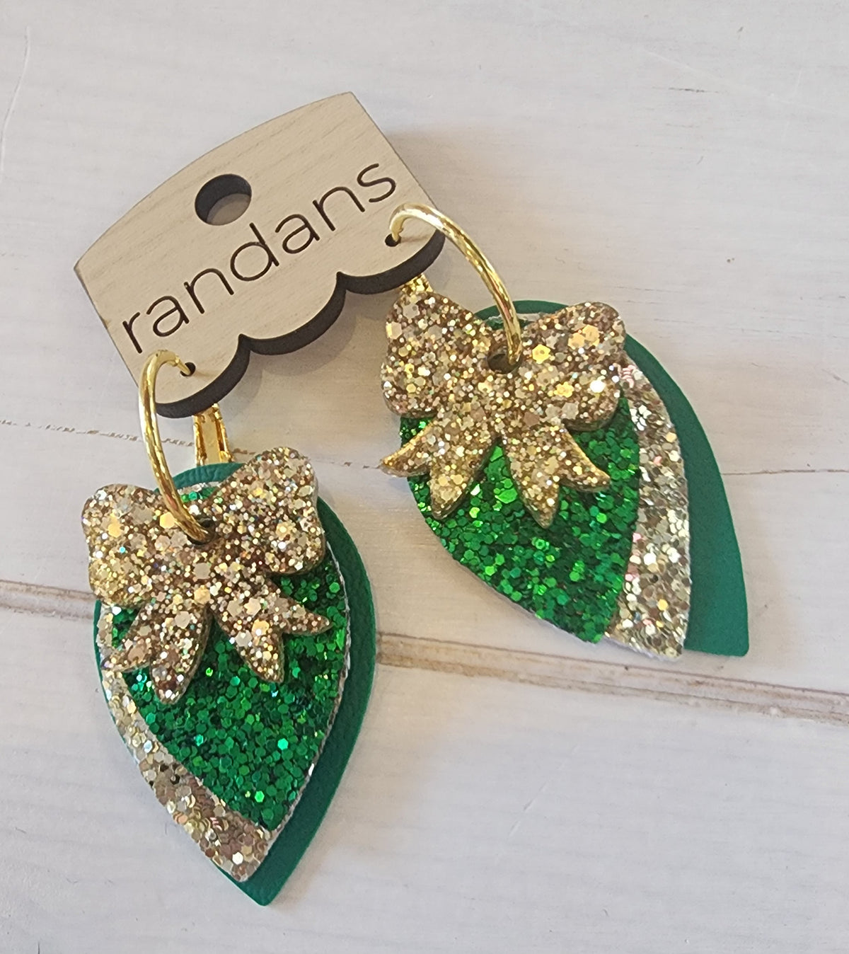 Green & Gold Glitz Dangles