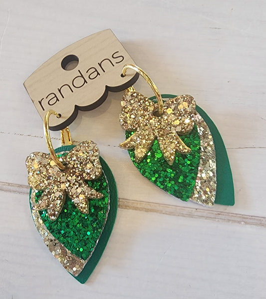 Green & Gold Glitz Dangles