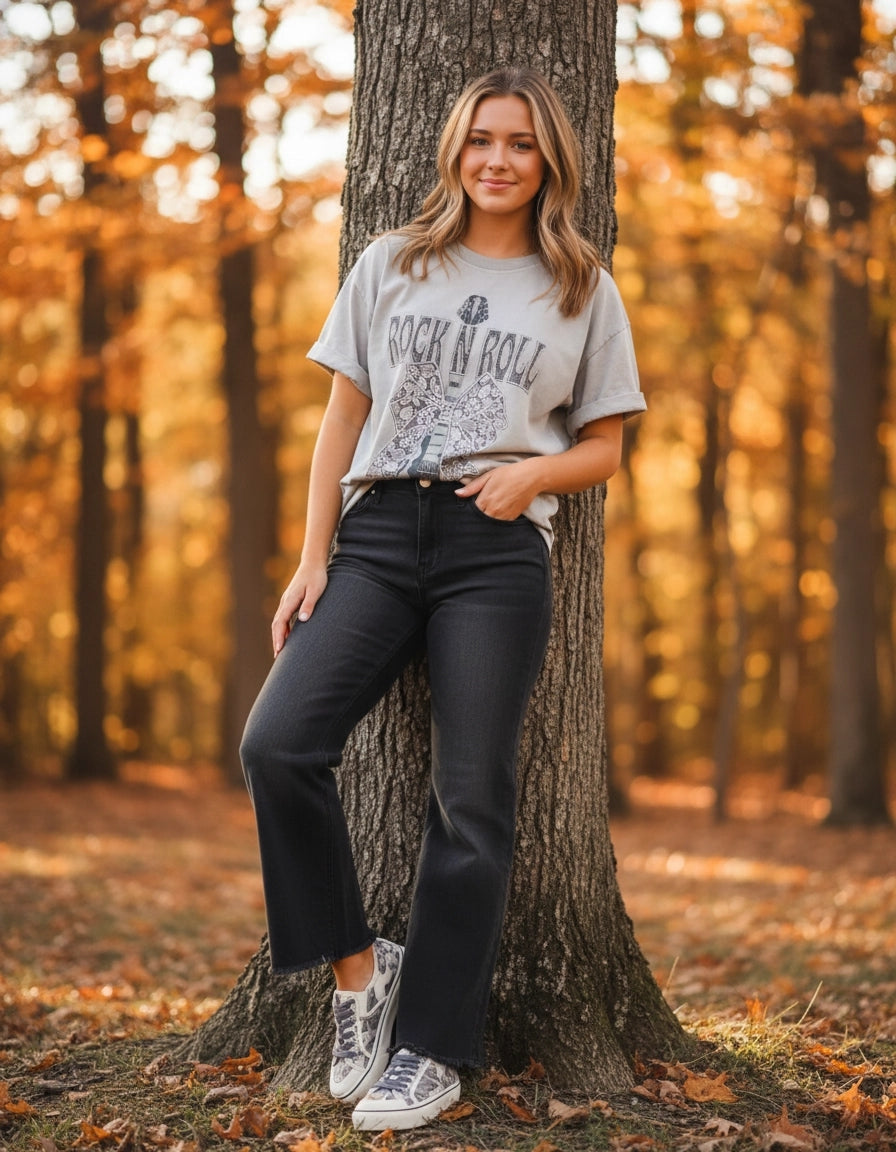 Puff Lace Bow Rock N Roll Tee