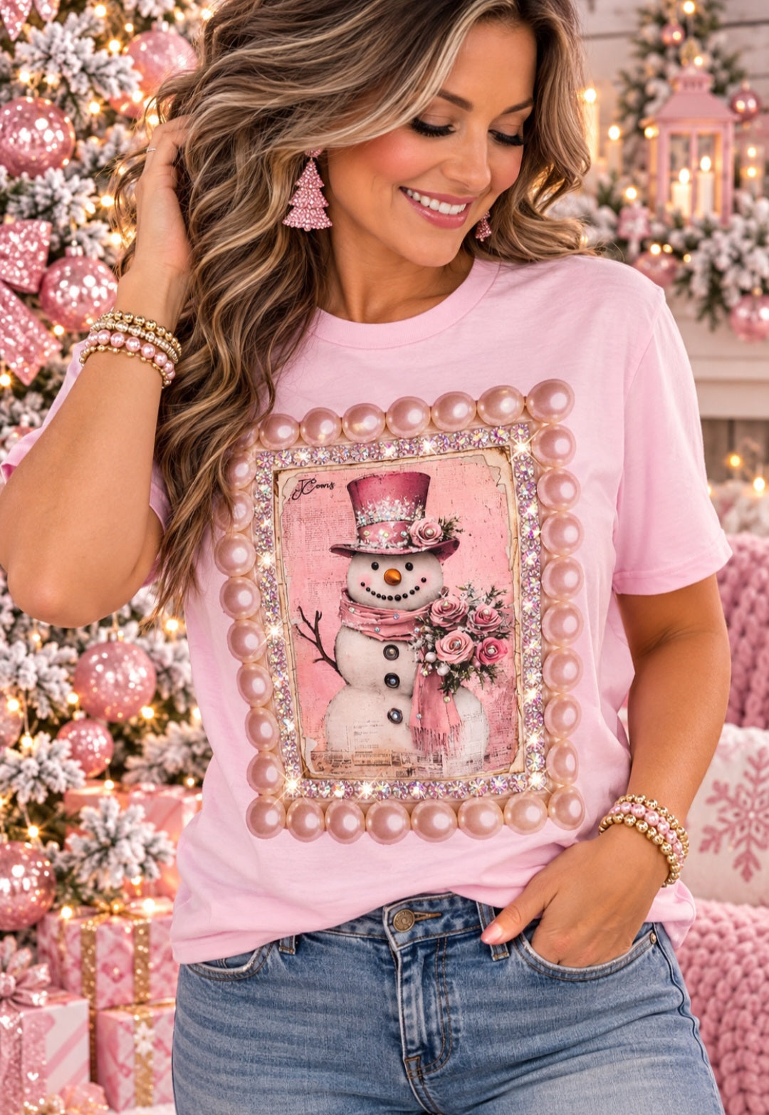 Snowman Frame Bling Tee