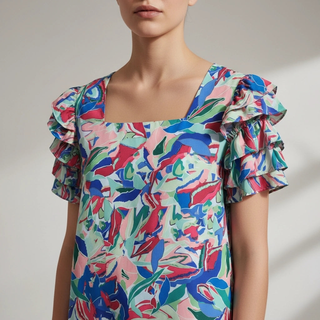 Talk of the Tropics Ruffle Top