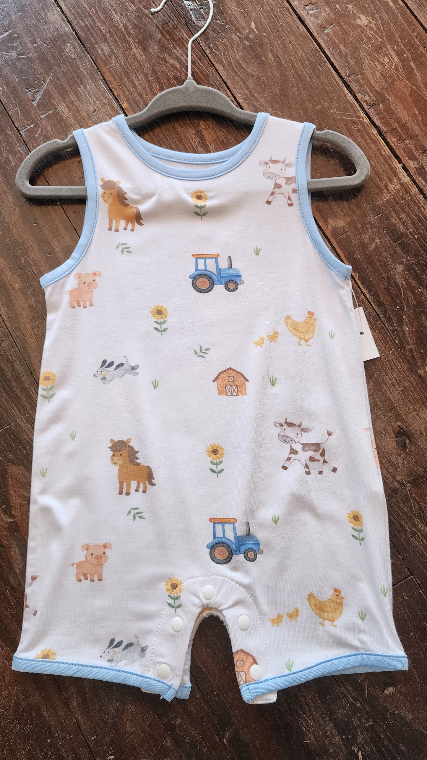 Farm Print Bamboo Romper / Boys
