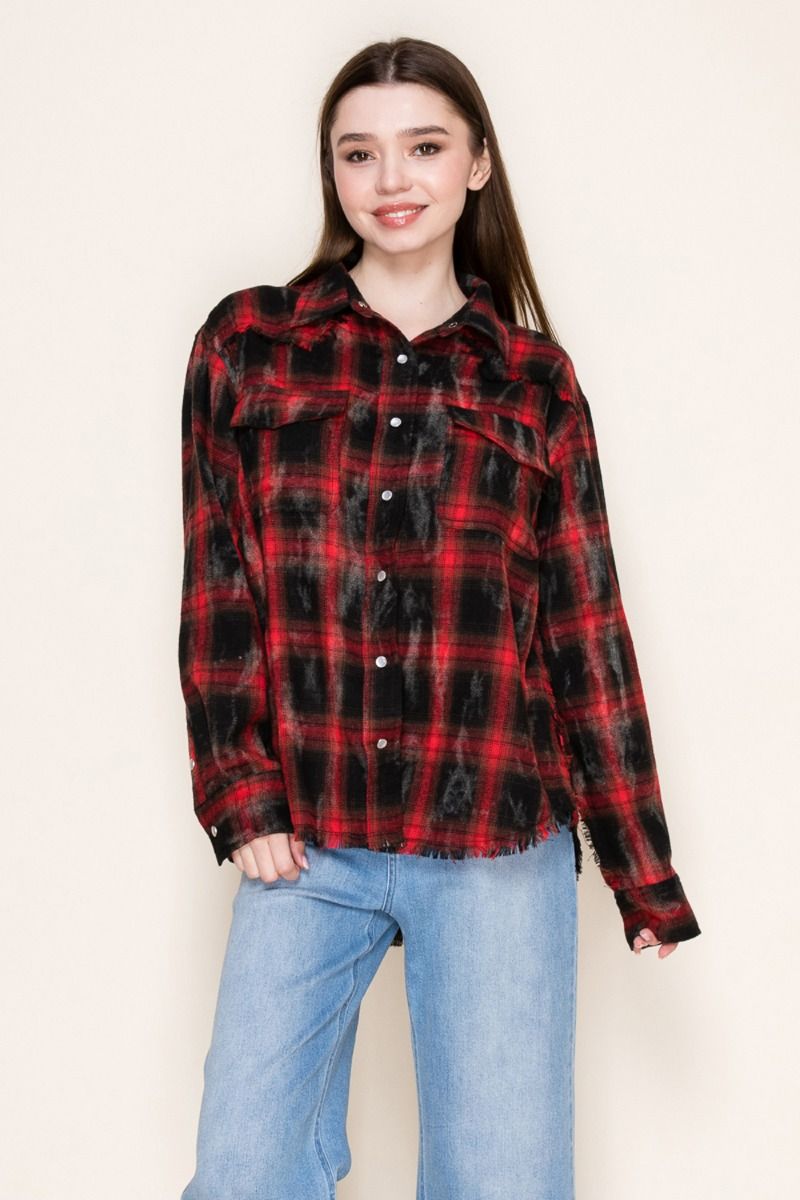 Black & Red Pearl Snap Flannel